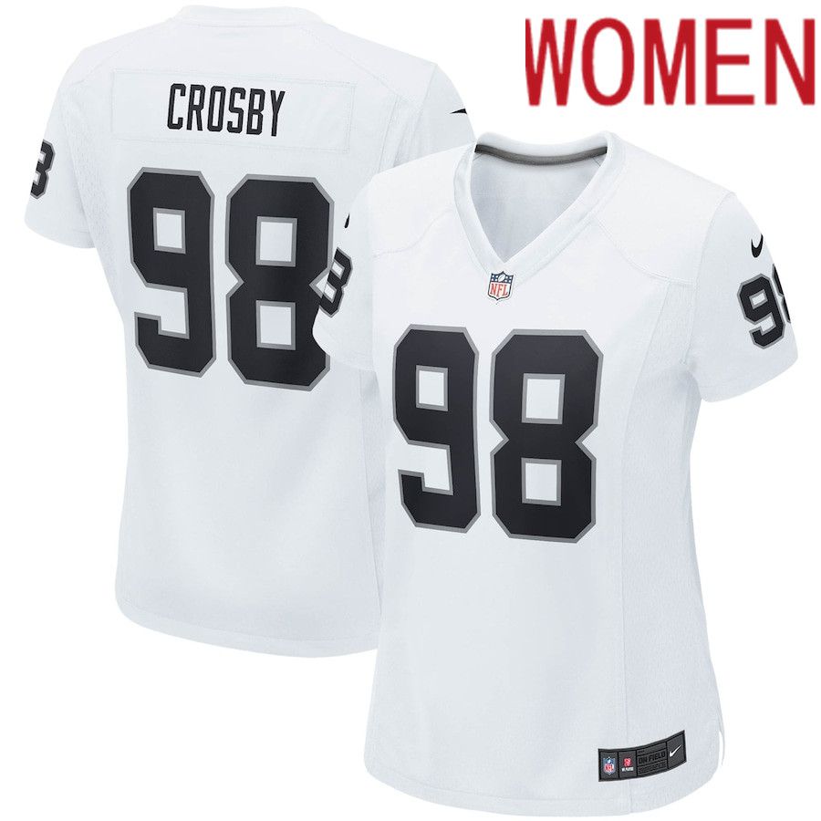 Cheap Women Oakland Raiders 98 Maxx Crosby Nike White Game NFL Jersey